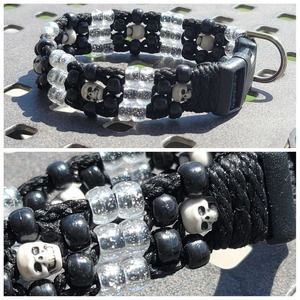 Custom Handmade Beaded Dog Collar Skulls